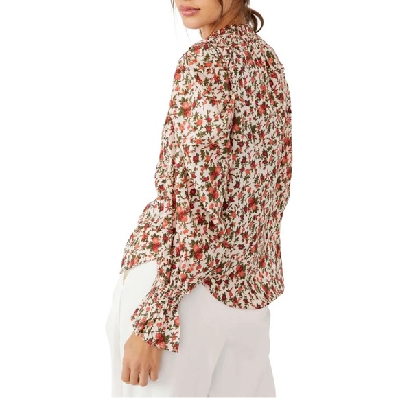 Free People Meant To Be Floral Cotton Blouse XL EUC - Picture 5 of 15